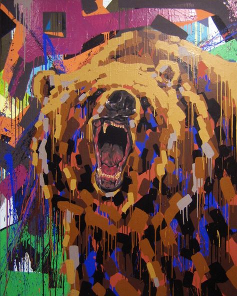 Bear Flag, California Bear, Murals Street Art, Eclectic Art, Street Art Graffiti, Street Artists, Art Auction, Interior Art, Satire