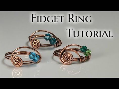 Easy Wire Wrapping Beads, What Wire To Use For Jewelry, How To Make Wire Bead Rings, Thing A Ma Jig Patterns Tutorials, Diy Wire Ring Designs, Diy Fidget Rings Easy, Diy Jewelry Rings Tutorials, Easy Wire Crafts For Beginners, Wire Jewelry Beginner