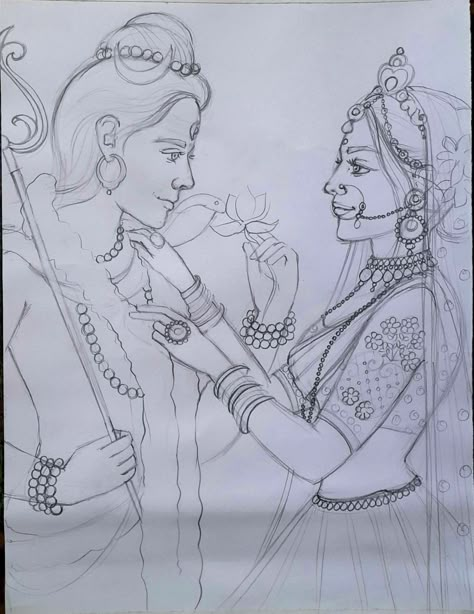 Parvati Drawing, Friendship Sketches, Pencil Drawing Images, Shiv Parvati, Abstract Pencil Drawings, Sketch Images, Pencil Sketch Images, Pen Art Drawings, Mandala Art Therapy