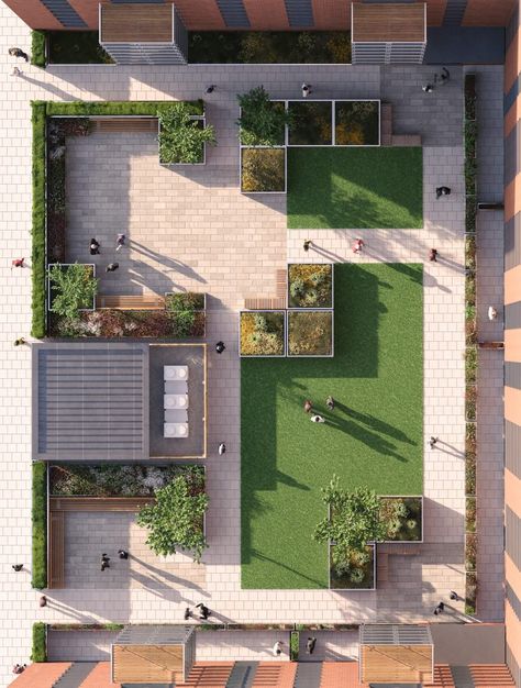 Podium Garden Landscape, Landscape Design Rooftop, Roof Terrace Landscape Design, Terrace Landscape Design Plan, Podium Landscape Design, Rooftop Design Architecture, Podium Design Architecture, Rooftop Landscape Design, Rooftop Plan