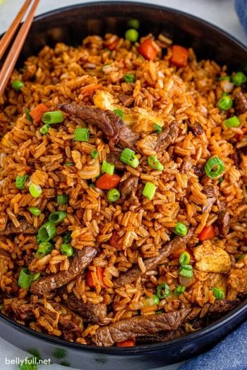 Stir-Fry - Belly Full Beef Fried Rice Recipe, Spaghetti With Ground Beef, Beef Fried Rice, Easy Stir Fry Recipes, Fried Rice With Egg, Cibo Asiatico, Easy Chicken Breast, Beef Strips, Beef And Rice