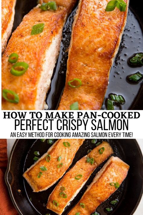 Crispy Skillet Salmon - The Roasted Root Easy Salmon Recipes Skillet, Salmon Skillet Recipes, Skillet Salmon Recipes, How To Prepare Salmon, How To Cook Salmon On The Stove, How To Fix Salmon, Salmon In A Skillet, Pan Fried Salmon Recipes, How To Cook Salmon