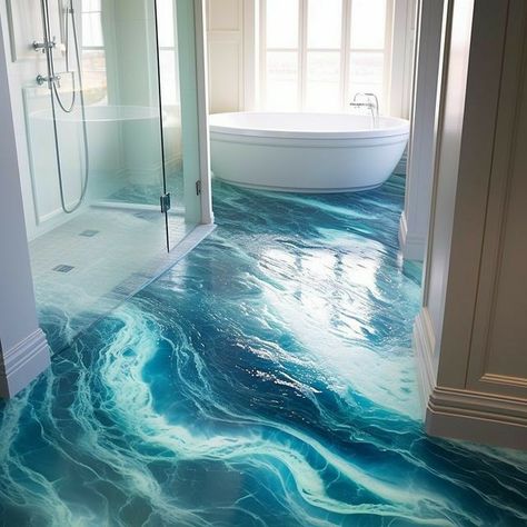 Blue Theme Bathroom, Blue Bathroom Ideas Ocean, Netflix Watching, Siren Tattoos, Ocean Bathroom Decor, Ocean Themed Bathroom, Ocean Bathroom, Design Your Dream House, Dream Rooms