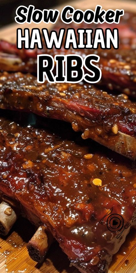 Slow Cooker Hawaiian Ribs Hawaiian Sticky Ribs, Rib Recipes In Crockpot, Teriyaki Ribs Crockpot, Pork Spare Ribs Recipe Crockpot, Hawaiian Ribs Crockpot, Sweet And Sour Spareribs Slow Cooker, Hawaiian Bbq Ribs, Slow Cooker Hawaiian Ribs, Slow Cooker Ribs Pork