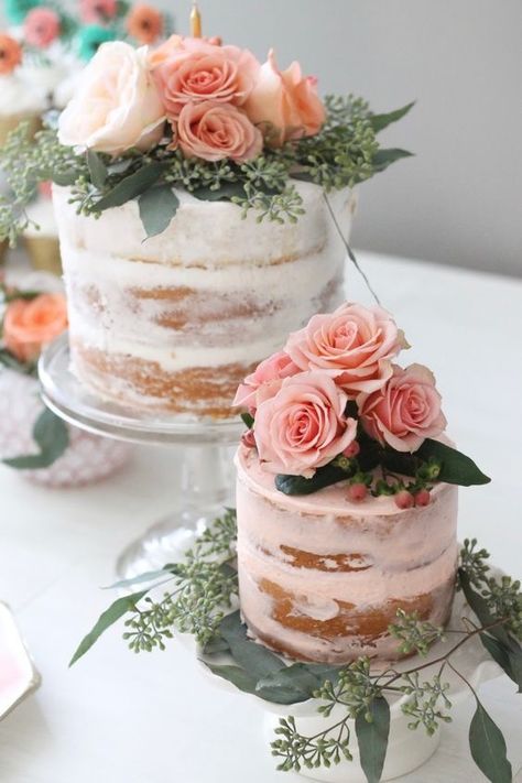 Rustic Birthday Cake, Rustic Birthday, Rustic Wedding Decorations, Floral Birthday Party, Naked Cakes, Baby Cakes, Dessert Cake, Cake Boss, Cupcake Cake