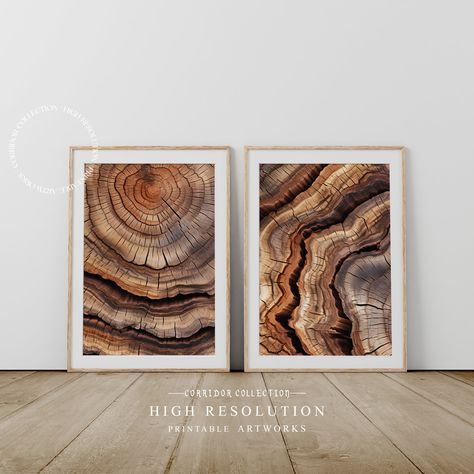 Woodcut Print, Tree Ring Art Prints, 2 Piece Printable Tree Slice Wall Art, Set of 2 Tree Stump Print, Minimalist Abstract Nature Wall Decor Printable Tree, Tree Ring Art, Tree Slice, Woodcut Print, Picture Frame Sizes, Tree Ring, Wall Art Set Of 2, Nature Wall Decor, Woodcuts Prints