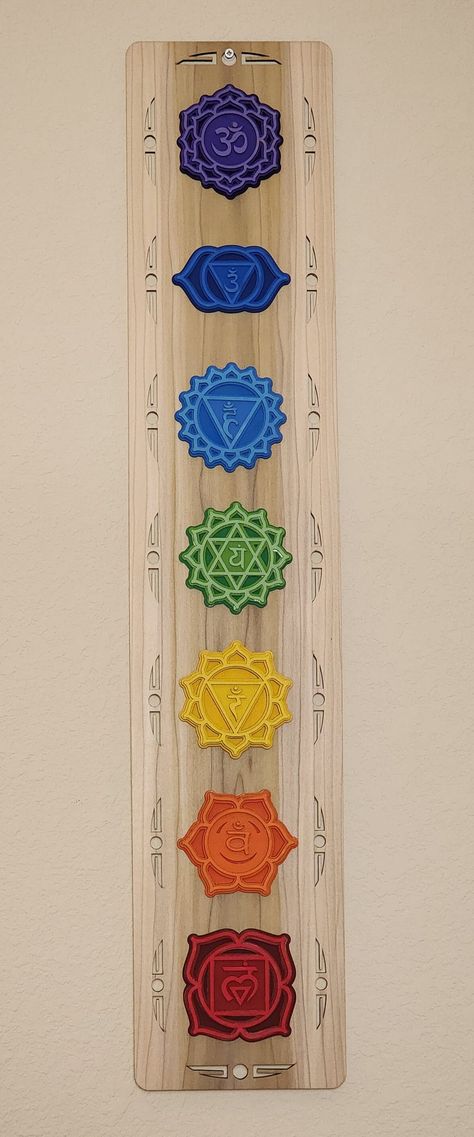 Chakra Wall Mural, Chakra Interior Design, Chakra Shelves, Chakras Aesthetic, Yoga Meditation Room Decor, Healing Room Decor, Kundalini Chakra, Chakra Wall Hanging, Meditation Room Design