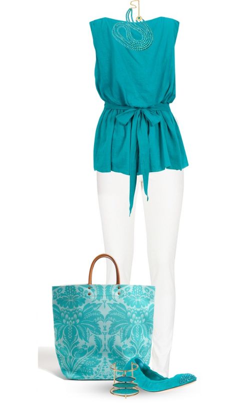 "Turquoise" by marincounty on Polyvore Greece Birthday, Spring Outfits Polyvore, Turquoise Outfit, Grey Blazer Outfit, Grown Style, Aqua Outfit, Turquoise Clothes, Blue Outfits, Sassy Pants