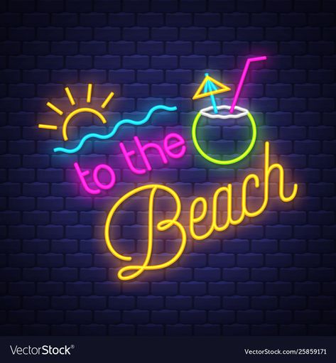 Neon Poster, Design Restaurant, Holiday Banner, Beach Bar, Bar Design Restaurant, Hair Shop, Beach Toys, Neon Art, Letter Sign