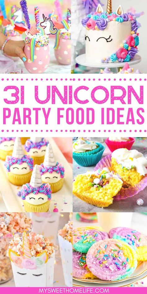 Get ready to sprinkle some magic onto your party table with these enchanting unicorn party food ideas that will transform your event into a whimsical wonderland of taste and delight. Unicorn Snack Table, Unicorn Themed Food Birthday Ideas, Rainbow Unicorn Food Ideas, Food For A Unicorn Birthday Party, Unicorn Baking Ideas, Healthy Unicorn Party Food, Unicorn Birthday Party Treats, Rainbow Unicorn Birthday Party Food, Unicorn Themed Birthday Party Food