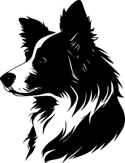 Border Collie - High Quality Vector Logo - Vector illustration ideal for T-shirt graphic Border Collie Outline, Border Collie Illustration, Border Collie Silhouette, Vector Banner, Sketch Art, Graphic Shirt, Stained Glass Windows, Border Collie, Hobbies And Crafts