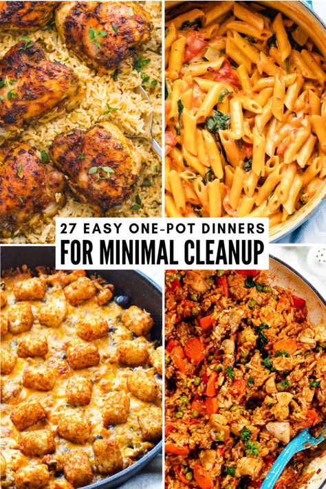 Why spend ages cleaning up after dinner when you can use recipes for dishes that only call for one pot or pan? Our favorite weeknight dinners are easy to make and even easier to clean up. These easy one-pot dinnner recipes are prepared in a single pot, sheet pan or skillet. One Pot Dinners, Easy One Pot Dinners, Fast Dinner Recipes, Pot Dinners, Easy One Pot Meals, One Pot Dinner, Fast Dinners, Cheap Dinners, Family Dinner Recipes