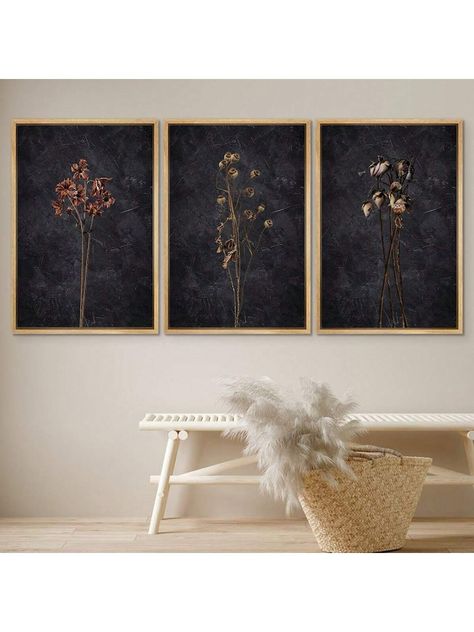 3pcs/Set Canvas Printed Wall Art, Dark & Dry Wildflowers, Botanical Illustration, Simple Art, Modern Farmhouse Wall Decoration, FramelessI discovered amazing products on SHEIN.com, come check them out! Modern Farmhouse Wall Decor, Rock House, Vintage Canvas, Decor Minimalist, Canvas Wall Art Set, Farmhouse Wall Decor, Farmhouse Wall, White Home Decor, Minimalist Decor