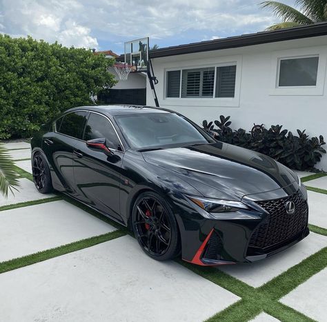 Caviar Black Lowered on Vossen HF-5 | IG: @luxes_fsport Cool Car Aesthetic, Pink Dashboard, Lexus F Sport, Bmw Car Wallpaper, Lexus Is350 F Sport, Pink Steering Wheel, Lexus 350, Lexus Sports Car, Dream Cars Lexus