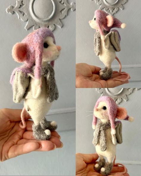 Needle Felted Animals Tutorial, Mouse Reference, Needle Felted Mice, Wool Toys, Needle Felted Mouse, Felted Mouse, Needle Felting Diy, Felt Mouse, Needle Felting Projects