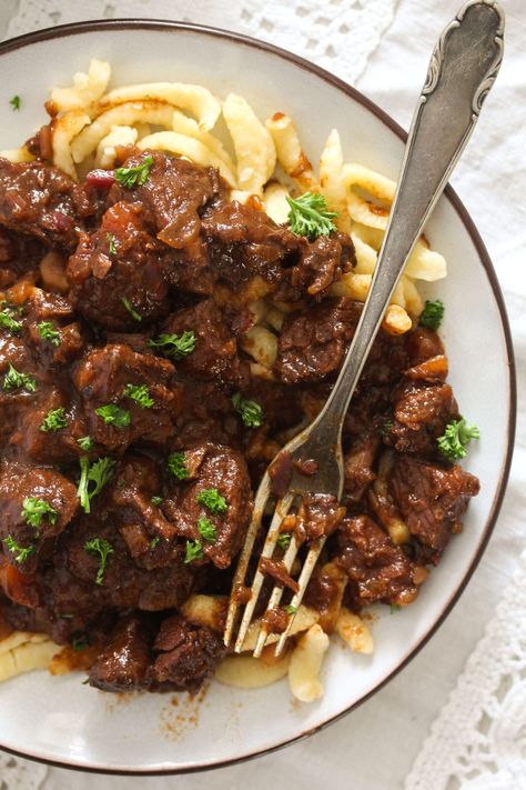 Germanfood German Recipes, Authentic German Goulash, Beef Goulash Recipes German, German Beef Stroganoff Recipe, Gulasch Beef Goulash Recipes German, Paleo German Recipes, Volga German Food, German Stew Beef Goulash, Austrian Goulash Recipes