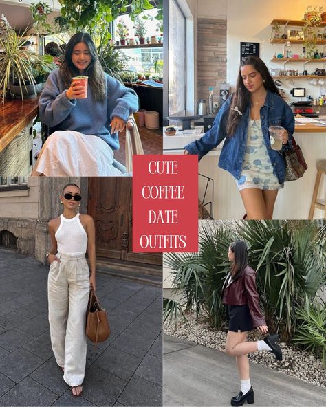 27 Coffee Date Outfit Ideas For A Casual First Meetup - ljanestyle Evening Coffee Date Outfit, Coffee Date Ideas Outfit, Coffee Outfit Ideas Summer Casual, What To Wear On A Coffee Date, First Coffee Date Outfit, First Date Coffee Outfit, Lunch Date With Friends Outfits, First Date Casual Outfit, Morning Coffee Date Outfit