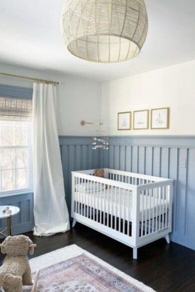 small nursery ideas Blue Nursery Colors, Baby Nursery Small Space, Blue Wall Nursery, Small Nursery Hacks, Girl Nursery Blue, Blue Baby Girl Nursery, Blue Boy Nursery, Small Nursery Ideas, Decor Above Crib