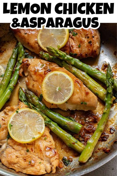 There's nothing better than a one pot meal for dinner! Combine pan-seared chicken breast with fresh asparagus, and you have a delicious meal perfect for a busy weeknight. Your family will love the buttery sauce covering each bite of this lemon chicken and asparagus, and you’ll love just how simple it is to prepare. Save this Easy Lemon Chicken Recipe for Later and make your weeknights stress-free and delicious! Chicken Breast And Asparagus Recipes, Chicken And Asparagus Recipes, Chicken Asparagus Recipe, Lemon Chicken And Asparagus, Easy Lemon Chicken Recipe, Easy Lemon Chicken, Meal For Dinner, Lemon Chicken With Asparagus, Chicken And Asparagus