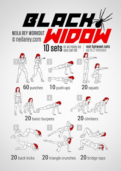 Black Widow Workout - Every themed workout on this website is awesome. Black Widow Workout, Neila Rey Workout, Neila Rey, Hero Workouts, Superhero Workout, Fitness Hacks, The Black Widow, Trening Fitness, Trening Abs