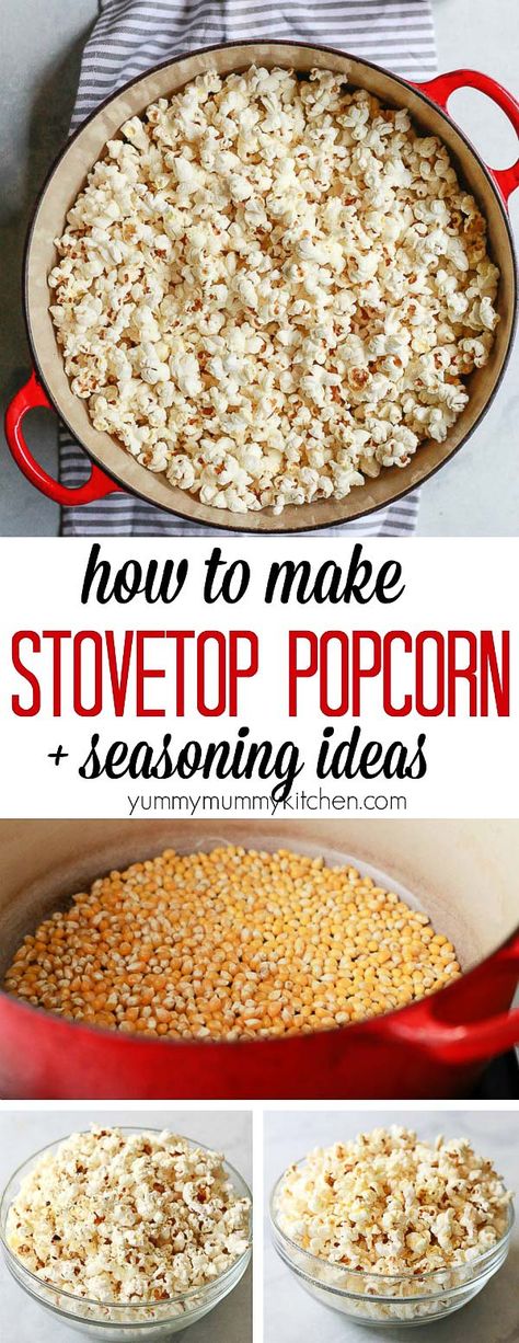 Popcorn On The Stove, Gluten Free Popcorn, How To Make Popcorn, Stovetop Popcorn, Nutritional Yeast Recipes, Yeast Recipes, Free Popcorn, Homemade Popcorn, Popcorn Snacks