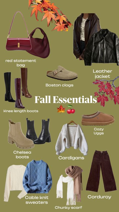 #fall #autmn #outfitinspo #essentials Autumn Closet Essentials, Autumn Lookbook Aesthetic, Fall Aesthetic Essentials, Fall Outfits Essentials, Must Have Fall Pieces, Fall 2024 Must Haves, Fall Essentials Aesthetic, Autumn Outfit Essentials, Autumn In New York Outfit