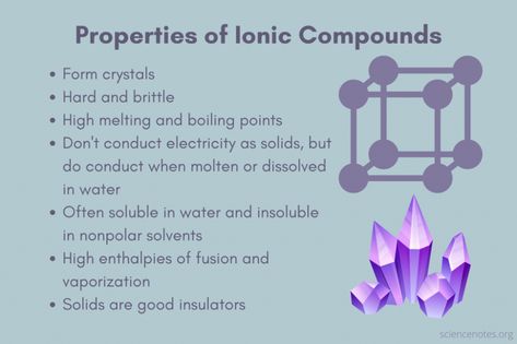 Properties of Ionic Compounds Ionic And Covalent Bonds Notes, Ionic And Covalent Compounds, Common Name Of Organic Compounds, Covalent Compounds, Ionic And Covalent Bonds, Ionic Compounds, Learn Chemistry, Inorganic Chemistry, Ionic Compound