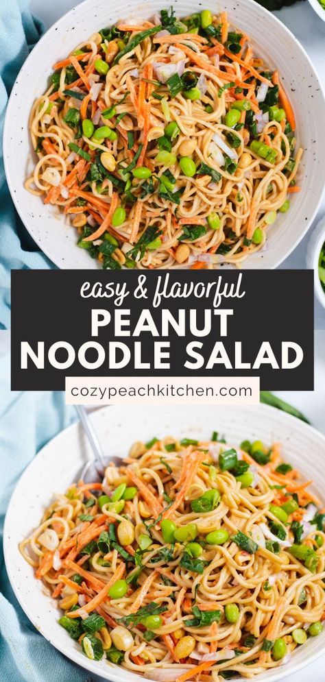 Tictok Recipes, Cold Peanut Noodles, Peanut Noodle Salad, Thai Peanut Salad, Asian Pasta Salads, Asian Pasta, Peanut Sauce Noodles, Spicy Peanut Noodles, Noodle Salad Cold