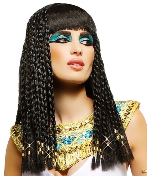 Love the Cleopatra braids. Goddess Fancy Dress, Cleopatra Hair, Cleopatra Wig, Egyptian Hairstyles, Fancy Dress Wigs, Egyptian Dress, Queen Cleopatra, Black Goddess, Braids With Beads