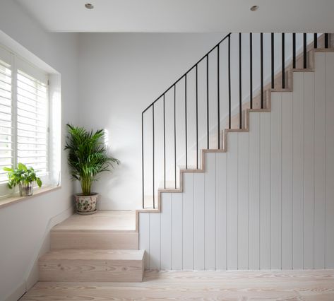 Scandinavian Stairs, Scandinavian Staircase, Loft Conversion Stairs, Staircase Paneling, تحت الدرج, Bespoke Staircases, Contemporary Staircase, House Staircase, Loft Stairs