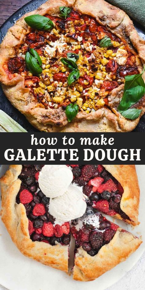 Savory Galette Dough, Rustic Pie Crust, Galette Filling Ideas, French Galette Recipe Savory, Tarte Dough Recipe, Galette Recipe Savory Easy, Vegan Gallete Recipe Savory, Savory Gallette Recipe Easy, Gallette Recipe Gluten Free