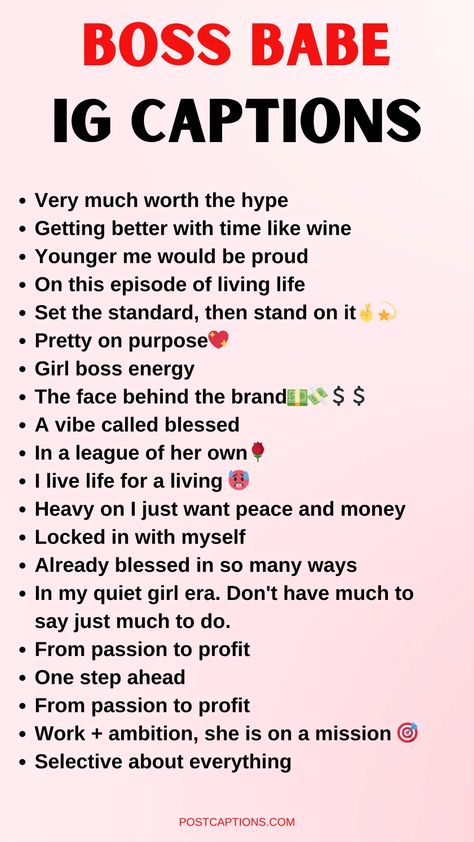 Boss Babe Ig Captions Ig About Me Ideas, Business Ig Captions, Boss Babe Ig Captions, Ig Post Captions Self Love, Instagram Captions Business Woman, Model Ig Captions, Boss Instagram Captions, Business Woman Captions, Boss Girl Captions