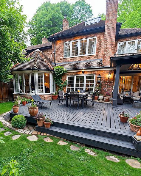 33 Stunning Patio Deck Ideas For Your Yard – BuildTuff USA Low Deck And Patio Combo, Back Deck Ideas Covered, Raised Patio Deck, Simple Landscaping Around Deck, Long Back Deck Ideas, Backyard Wood Deck Ideas, Outdoor Living Ideas Backyard, Back Deck Addition, Outside Zen Space