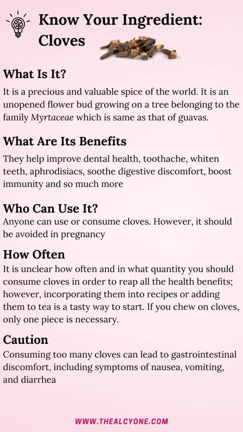 15 Amazing Health Benefits Of Cloves And Side Effects 1 Benefits Of Cloves, Cloves Health Benefits, Cloves Benefits, Magic Herbs, Tooth Pain, Herbal Magic, Herbs For Health, Body Is A Temple, Stomach Pain