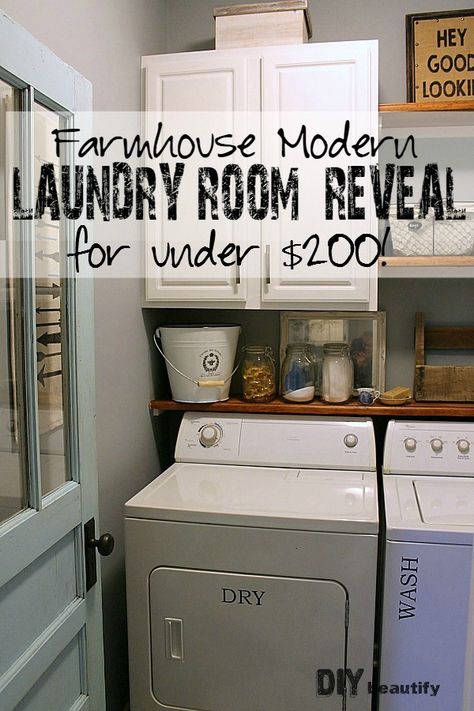 Shelf Placement, Diy Laundry Room Makeover, Laundry Makeover, Small Laundry Room Makeover, Modern Laundry, Room Storage Diy, Farmhouse Laundry, Farmhouse Laundry Room, Modern Laundry Rooms