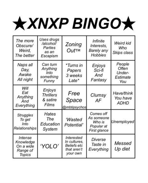 Entp Bingo, Fun Templates, Mbti Type, Cognitive Functions, Mbti Personality, Personality Test, Myers Briggs, Intp, Personality Traits