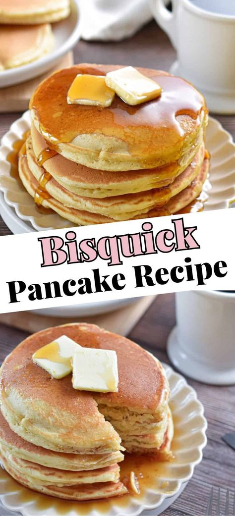 Whip up quick and easy Bisquick pancakes – a foolproof way to enjoy delicious, homemade breakfasts in no time! With only a few simple ingredients, you'll have fluffy pancakes in just a few minutes! Biscuit Pancakes Recipes, How To Make Bisquick Pancakes Better, Bisquick Recipes Pancakes, Best Bisquick Pancakes, Bus Quick Pancakes, Bisquick Pancakes Fluffy, Fluffy Bisquick Pancakes, Pancake Recipe With Bisquick, Pancake Recipe Bisquick