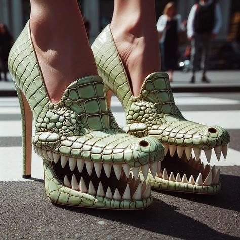 Step into Style: Unveiling the Trend of Crocodile-Shaped High Heels Strange Shoes, Crazy High Heels, Fashion Innovation, Funny Shoes, Shoes Art, Crazy Women, Ugly Shoes, Fancy Shoes, Life Thoughts