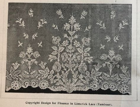 Limerick lace – By the Poor For the Rich: Lace in Context Limerick Lace, Dresses Materials, Lace Handkerchief, French Paris, Types Of Lace, Dress Embroidery, Point Lace, Crochet Borders, Printed Dresses