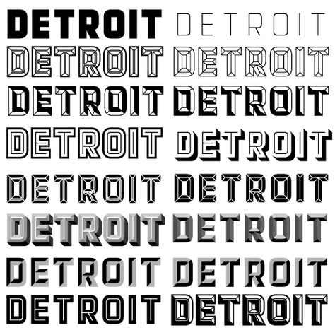 Chris Hamamoto reviews fonts: "Detroit contains 12 fonts that can be layered in several combinations to create titling effects often seen in sign painting and other hand-crafted lettering." Type Treatments, Hometown Pride, Font Design, Typography Love, Types Of Lettering, Typography Letters, Going To Work, Painted Signs, Lettering Fonts