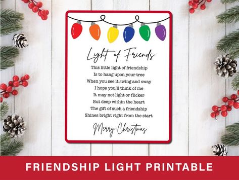 Light of Friendship Gift Tag Template | OnlineLabels® Light Of Friendship Ornament Printable, Poem For Friendship, Merry Christmas Friendship, Stick Figure Ornaments, Light Of Friendship, Candy Poems, Diy Christmas Angel Ornaments, Friendship Ornaments, Christmas Verses