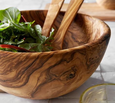 Olive Wood Bowl, Wood Serving Bowl, Wood Dishes, Wooden Salad Bowl, Wood Salad Bowls, Zero Waste Kitchen, Wooden Utensils, Snack Bowls, Wooden Bowl