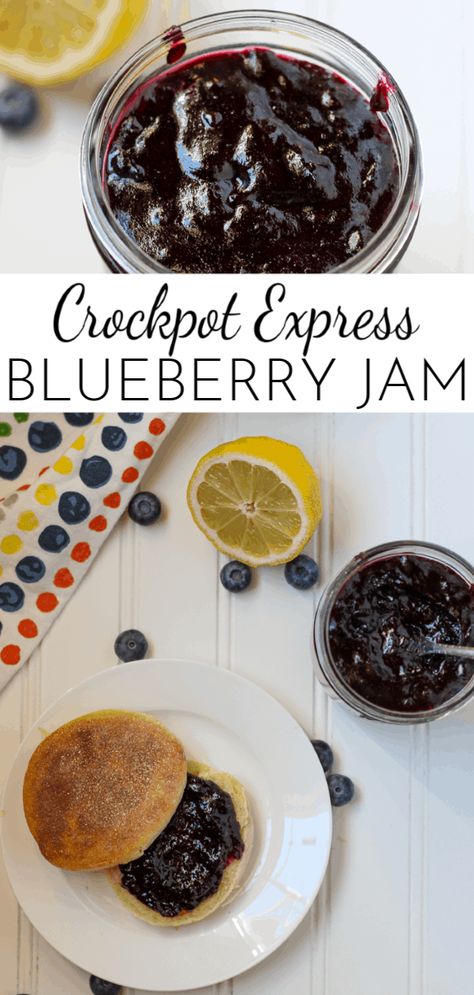 Made with sugar and fresh lemon juice, Crockpot Express Blueberry Jam is the perfect combination of sweet and tart flavors! Blueberry Crockpot Recipes, Crockpot Blueberry Jam, Crockpot Jelly Recipes, Crockpot Jam Recipes, Crock Pot Jam, Crockpot Jam, Fruit Sides, Crockpot Desserts, Crockpot Express