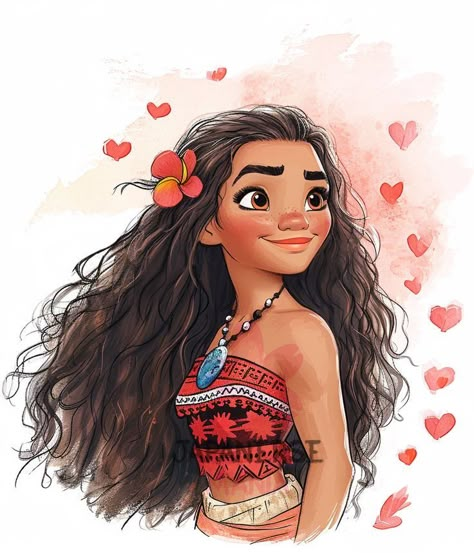 Moana Digital Art, How To Draw Moana, Moana Painting Ideas, Moana Artwork, Moana Drawings, Moana Painting, Moana Sketch, Moana Watercolor, Moana And Rapunzel