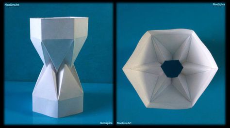 Tutorial 8 Paper Folding Hexagonal Column or tower with Zig zag zipper Embedded Origami Vase, Paper Structure, Paper Art Sculpture, Origami Videos, Origami Paper Art, Modular Origami, Origami Folding, Origami Box, Origami Flowers