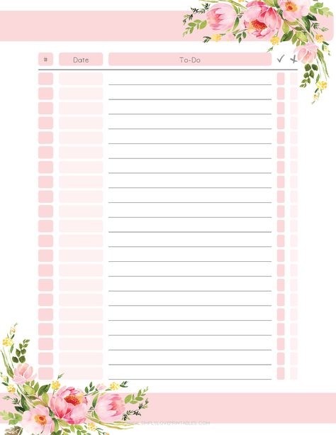 Simply Love Printables Pink Floral To Do List Pink To Do List Template, Notepad Design Free Printable, To Do List Template Free Printable, Printable List Templates, Cute Checklist Template, Cute To Do List Template, To Do Lists Aesthetic, Love Printables, Free To Do List