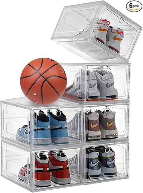 √For Every Shoe Lover:​The shoe storage boxes has a 360°clear view and a transparent design that allows you to recognize the items you want at a glance;While protecting your favorite shoes and keeping dust away;Large-capacity allows you to put sneakers standing in the box not laying flat in the shoe bin Front Door Shoe, Shoe Display Case, Shoe Bin, Shoe Containers, Sneaker Storage, Shoe Boxes, Jeans Cargo, Shoe Display, Room Decorations