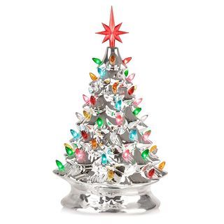 Silver Ceramic Tree Winter Tree Decorations, Silver Christmas Tree Decorations, Gold Christmas Tree Decorations, Ceramic Tree, Christmas Tabletop Decor, Silver Christmas Tree, Tabletop Christmas Tree, Ceramic Christmas Trees, Gold Christmas Tree