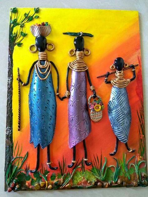 Clay Mural Art, Bastar Art, Mural Art Design, Art Pierre, Afrique Art, African Paintings, African Art Paintings, Clay Wall Art, Indian Folk Art