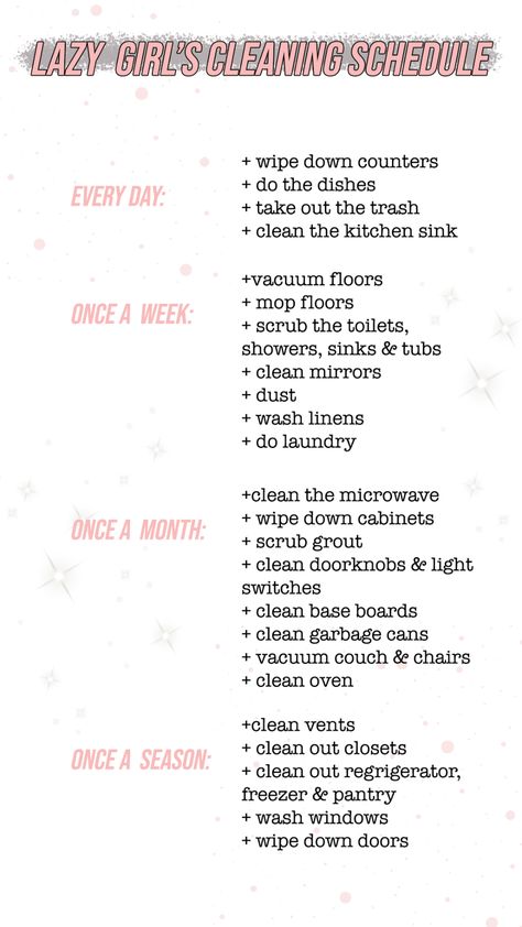 Healthy Schedule Life, Cleaning For Lazy People, Clean Girl Schedule, Lazy Girl Cleaning Schedule, 3 Day Cleaning Schedule, New House Cleaning Supply Checklist, Small Apartment Cleaning Schedule, Lazy Cleaning Schedule, That Girl Schedule